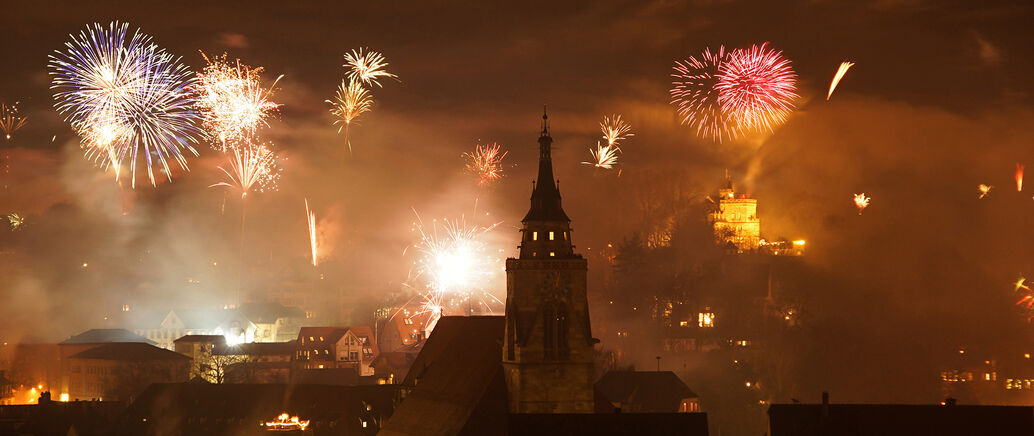 Feuerwerk über Tübingen