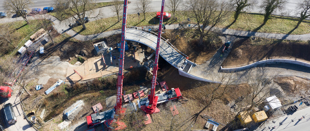 Radbrücke West im Bau