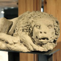 Der Reuchlin-Löwe war an einem Haus in der Bursagasse angebracht, von dem man annahm, dass Reuchlin dort lebte. Er steht seit 2010 im Stadtmuseum Tübingen.

Bild: Anne Faden