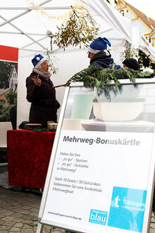 Mehrweg-Info auf dem Weihnachtsmarkt