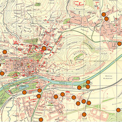 Map showing the sites of forced laborer and prisoner of war camps in the Tübingen municipal area 