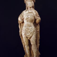 Schmerzensmann: Das „Maale“ von der Jakobuskirche. Steinfigur des „Erbärmdechristus“ (Erbarm dich Christus). Frühes 16. Jahrhundert. Bild: Stadtmuseum Tübingen