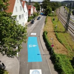 Fahrradstraße Schaffhausenstraße. 
Bild: Universitätsstadt Tübingen