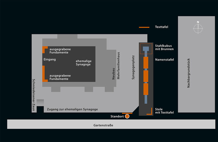 Grundriss aller Elemente am Synagogenplatz