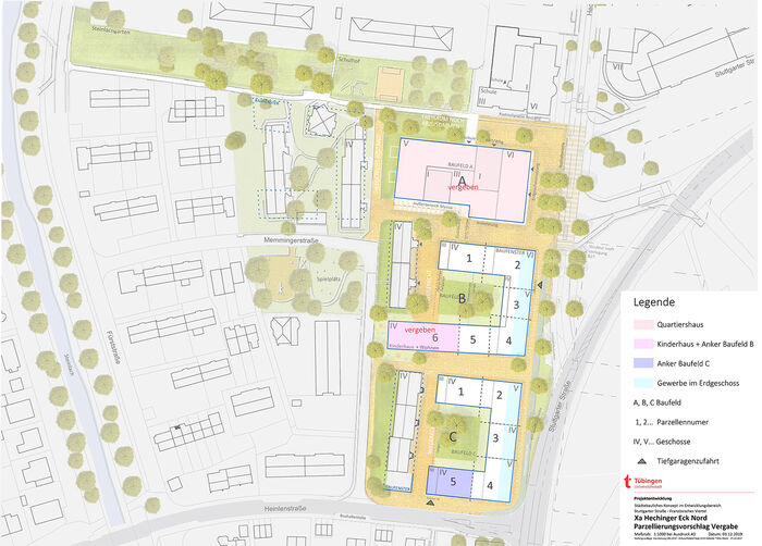 Parzellierungsvorschlag f&uuml;r das Hechinger Eck Nord