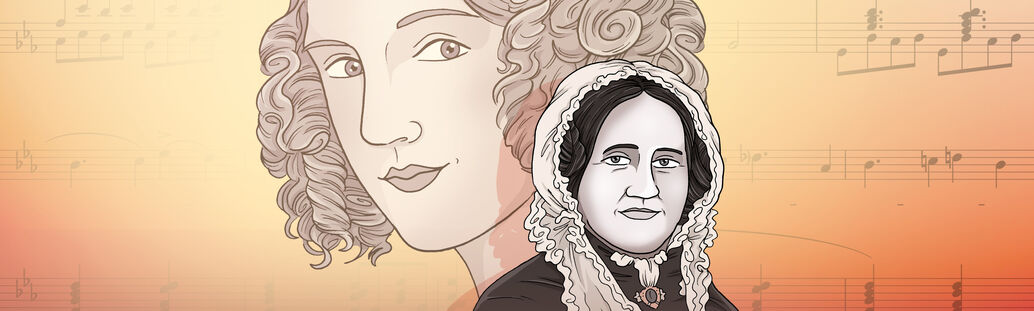 Portr&auml;t-Zeichnung Josephine Lang alt und jung