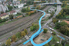Blick auf die Ann-Arbor-Br&uuml;cke von oben