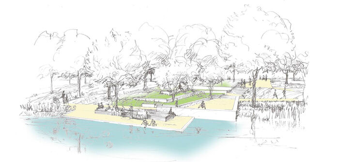 Skizze blaues Klassenzimmer