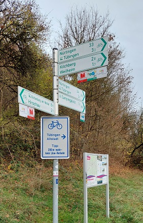 Hinweisschild und Beschilderung f&uuml;r Radverkehrsrouten