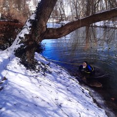 Tierrettung aus dem Neckar. Bild: Universit&auml;tsstadt T&uuml;bingen