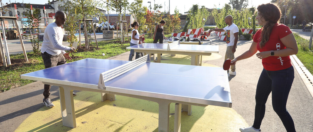 Tischtennisplatten auf dem ehemaligen ZOB