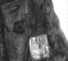 Durch Infrarotaufnahme enth&uuml;lltes NSDAP Parteiabzeichen auf Scheefs Portr&auml;t