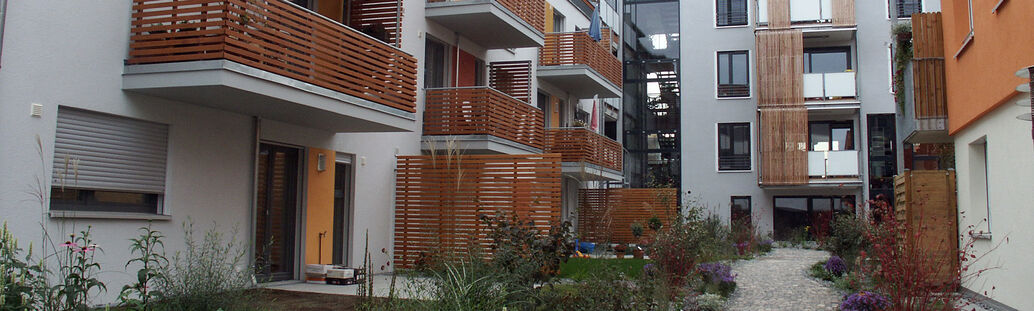 Blick in ein neues Wohnquartier in T&uuml;bingen