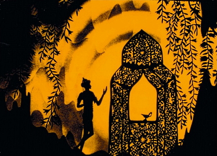 Postkarte Die Abenteuer des Prinzen Achmed Orange