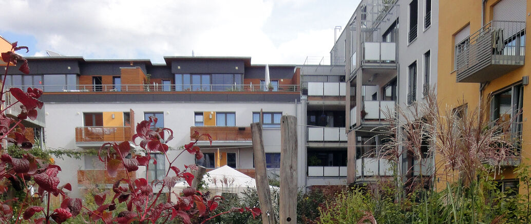 Blick in ein neues Wohnquartier in T&uuml;bingen