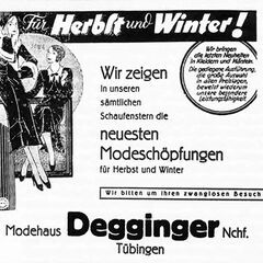 Anzeige des Modehauses Degginger in der T&uuml;binger Chronik