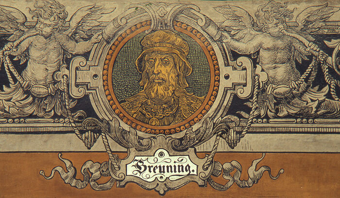 Konrad Breunings Portr&auml;t am Rathaus. Bild: Peter Neumann