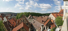 Blick vom Schulberg &uuml;ber die Stadt und den Galgenberg in das Steinlachtal