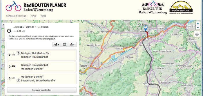 Radtourenplaner Baden-W&uuml;rttemberg