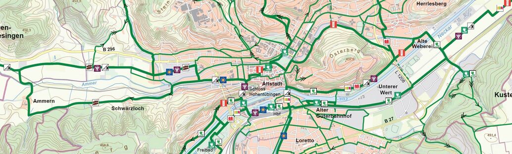 Radnetz T&uuml;bingen im Stadtplan