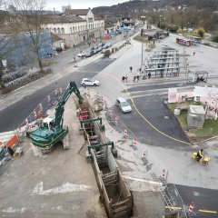 Durch das fehlende Bahnhofsvordach und die Fahrr&auml;der ist der ZOB bereits jetzt &uuml;bersichtlicher. Bild: Anne Faden