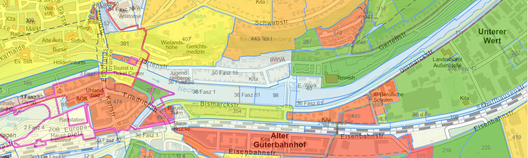 Ausschnitt Stadtplan T&uuml;bingen