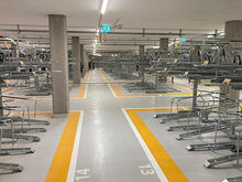 Blick in die Tiefgarage der Radstation